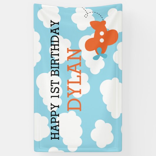 Flugzeug-Hintergrund/Fahne (blau u. orange) Banner (Vertikal)