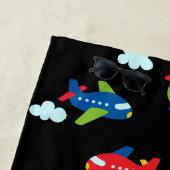 Flugzeug Hubschrauber & Clouds Artwork auf Schwarz Strandtuch (Beispiel)