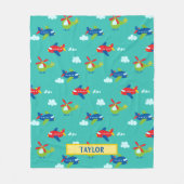 Flugzeug, Hubschrauber und Clouds, Aquamarin, Name Fleecedecke (Vorderseite)