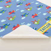 Flugzeug, Hubschrauber und Wolkenarbeit auf Blau,  Sherpadecke (3/4)