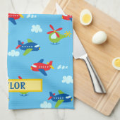 Flugzeug Hubschrauber Wolken Artwork Blauer Name Geschirrtuch (Viertel Falte)