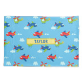 Flugzeug Hubschrauber Wolkenkratzer, Name, Sky Blu Kissenbezug (Rückseite)