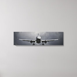 Flugzeug im Flug mit Wolken Panorama-Leinwand Leinwanddruck
