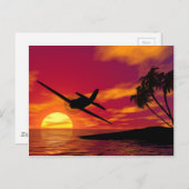 Flugzeug in einem tropischen Sonnenuntergang Postkarte (Vorne/Hinten)