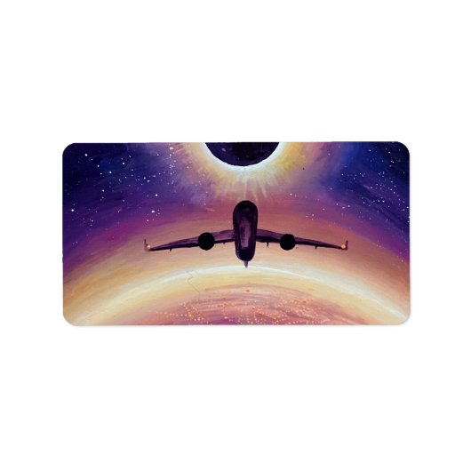 Flugzeug in Flugstadt und Finsternis Adressaufkleber (Vorne)