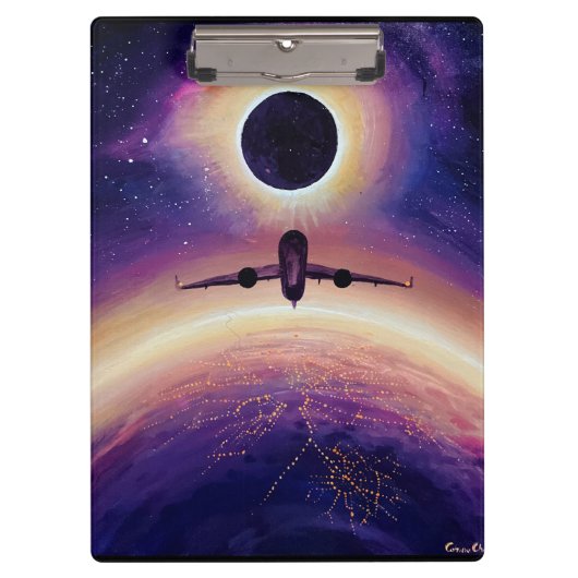 Flugzeug in Flugstadt und Finsternis Klemmbrett (Vorderseite)