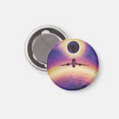 Flugzeug in Flugstadt und Finsternis Magnet (Vorderseite/Rückseite)
