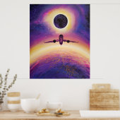 Flugzeug in Flugstadt und Finsternis Poster (Küche)