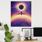 Flugzeug in Flugstadt und Finsternis Poster (Heimbüro)