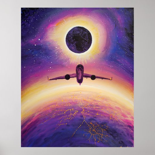 Flugzeug in Flugstadt und Finsternis Poster (Vorne)