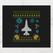 Flugzeug Jet Pilot Weihnachts-Sweater-Shirt Schaumweinetikett (Einzelnes Label)