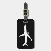 Flugzeug-Jet-weißes Silhouette-Fliegen Gepäckanhänger (Vorderseite vertikal)