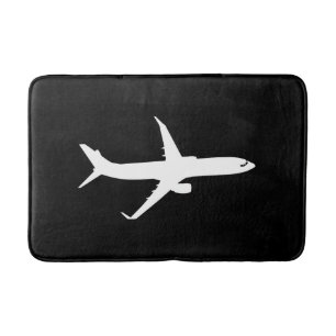 Flugzeug JetLiner Weiße Silhouette Flying Badematte