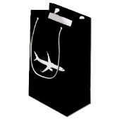 Flugzeug JetLiner Weiße Silhouette Flying Kleine Geschenktüte (Rückseite Schrägansicht)