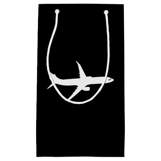 Flugzeug JetLiner Weiße Silhouette Flying Kleine Geschenktüte (Vorderseite)