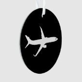Flugzeug JetLiner Weiße Silhouette Flying Ornament (Vorderseite)
