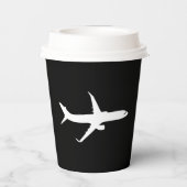 Flugzeug JetLiner Weiße Silhouette Flying Pappbecher (Rückseite)