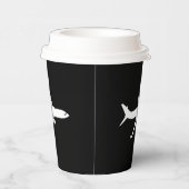 Flugzeug JetLiner Weiße Silhouette Flying Pappbecher (Rechts)