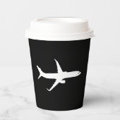 Flugzeug JetLiner Weiße Silhouette Flying Pappbecher (Vorderseite)