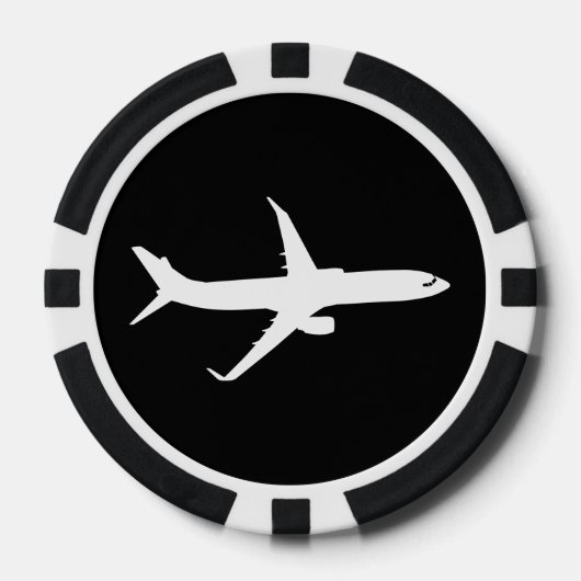 Flugzeug JetLiner Weiße Silhouette Flying Pokerchips (Vorderseite)