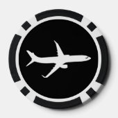 Flugzeug JetLiner Weiße Silhouette Flying Pokerchips (Rückseite)
