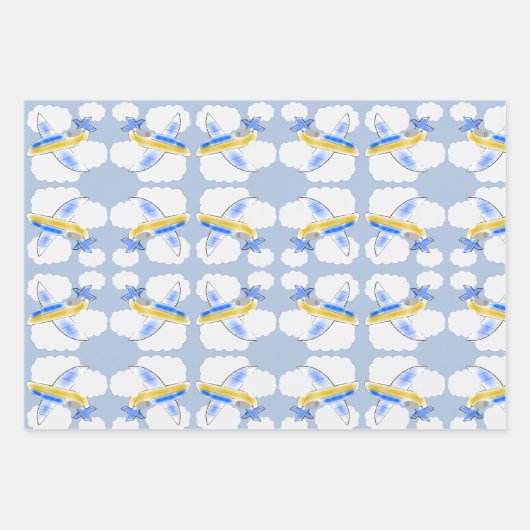 Flugzeug Jetplane Animated Childrens Geschenkpapier Set (Vorderseite)