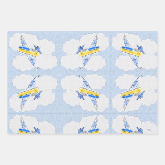 Flugzeug Jetplane Animated Childrens Geschenkpapier Set (Vorderseite 3)