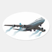 Flugzeug. Jumbo-Jet. Ovaler Aufkleber (Vorderseite)