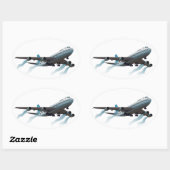 Flugzeug. Jumbo-Jet. Ovaler Aufkleber (Blatt)