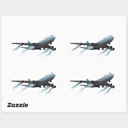 Flugzeug. Jumbo-Jet. Ovaler Aufkleber (Blatt)