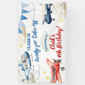 Flugzeug Junge 4. Geburtstag großes Banner (Vertikal)