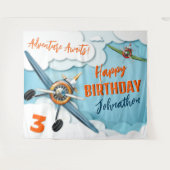 Flugzeug-Kämpfer Pilot Junge Geburtstag Hintergrun Wandteppich (Vorderseite (Horizontal))