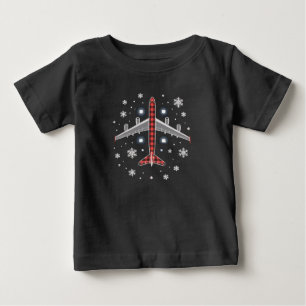 Flugzeug Kariert Weihnachten Pilot Baby T-shirt