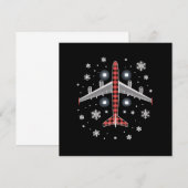 Flugzeug Kariert Weihnachten Pilot Einladung (Vorne/Hinten)