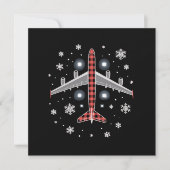 Flugzeug Kariert Weihnachten Pilot Einladung (Vorderseite)