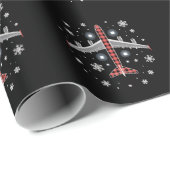Flugzeug Kariert Weihnachten Pilot Geschenkpapier (Rolleneckpunkt)