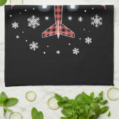 Flugzeug Kariert Weihnachten Pilot Geschirrtuch (Gefaltet)