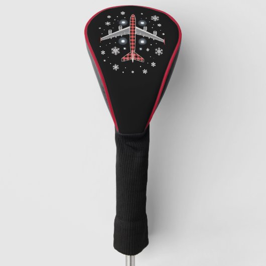 Flugzeug Kariert Weihnachten Pilot Golf Headcover (Vorderseite)