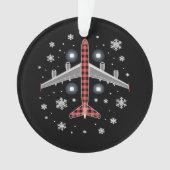 Flugzeug Kariert Weihnachten Pilot Ornament (Vorderseite)