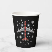 Flugzeug Kariert Weihnachten Pilot Pappbecher (Vorderseite)