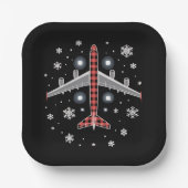 Flugzeug Kariert Weihnachten Pilot Pappteller (Vorderseite)