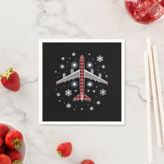 Flugzeug Kariert Weihnachten Pilot Serviette (Beispiel)