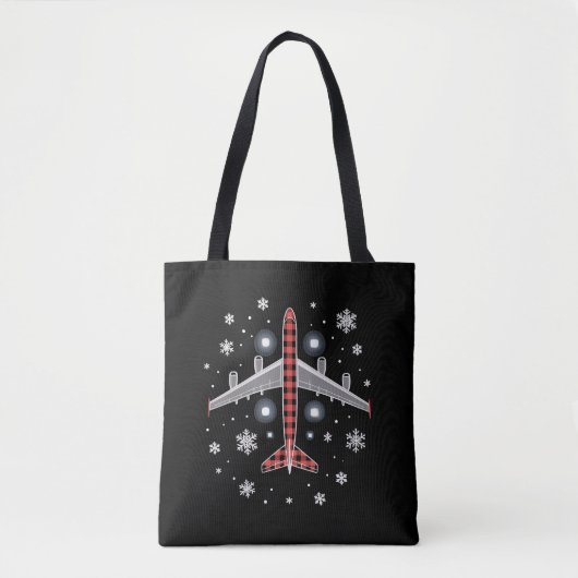 Flugzeug Kariert Weihnachten Pilot Tasche (Vorderseite)