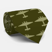 Flugzeug Khaki auf Murky Green Krawatte (Gerollt)