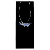Flugzeug-klassisches Cessna-Silhouette-Fliegen auf Geschenktüte Für Weinflaschen (Rückseite)