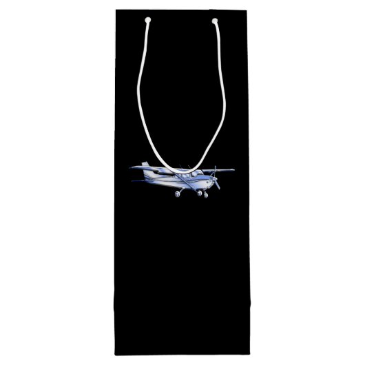 Flugzeug-klassisches Cessna-Silhouette-Fliegen auf Geschenktüte Für Weinflaschen (Rückseite)