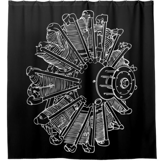 Flugzeug-Kolben-Motor-Diagramm-Duschvorhang Duschvorhang (Vorderseite)