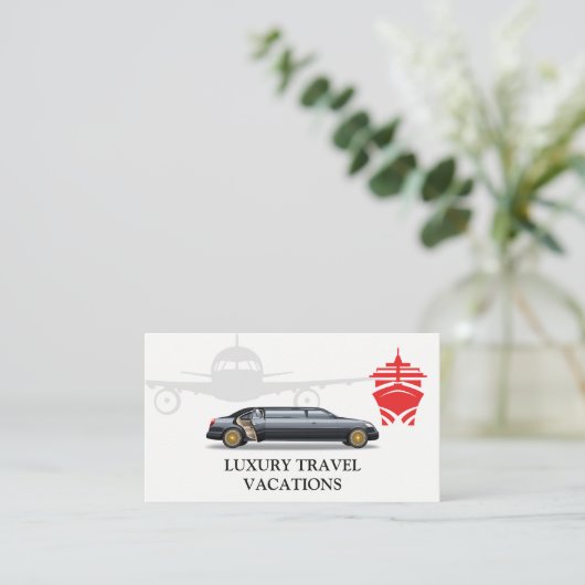 Flugzeug, Kreuzfahrt, Limo Visitenkarte (Stehend Vorderseite)