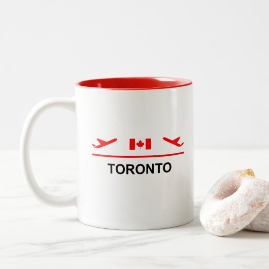 Flugzeug Light Color von Toronto Canada Zweifarbige Tasse (Mit Donut)