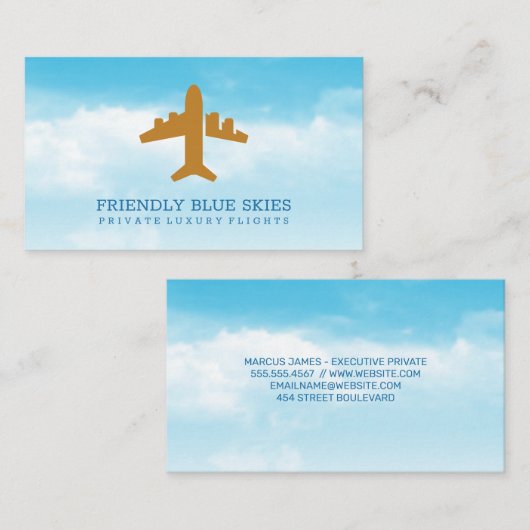Flugzeug-Logo | Wolken und Sky Visitenkarte (Vorne/Hinten)